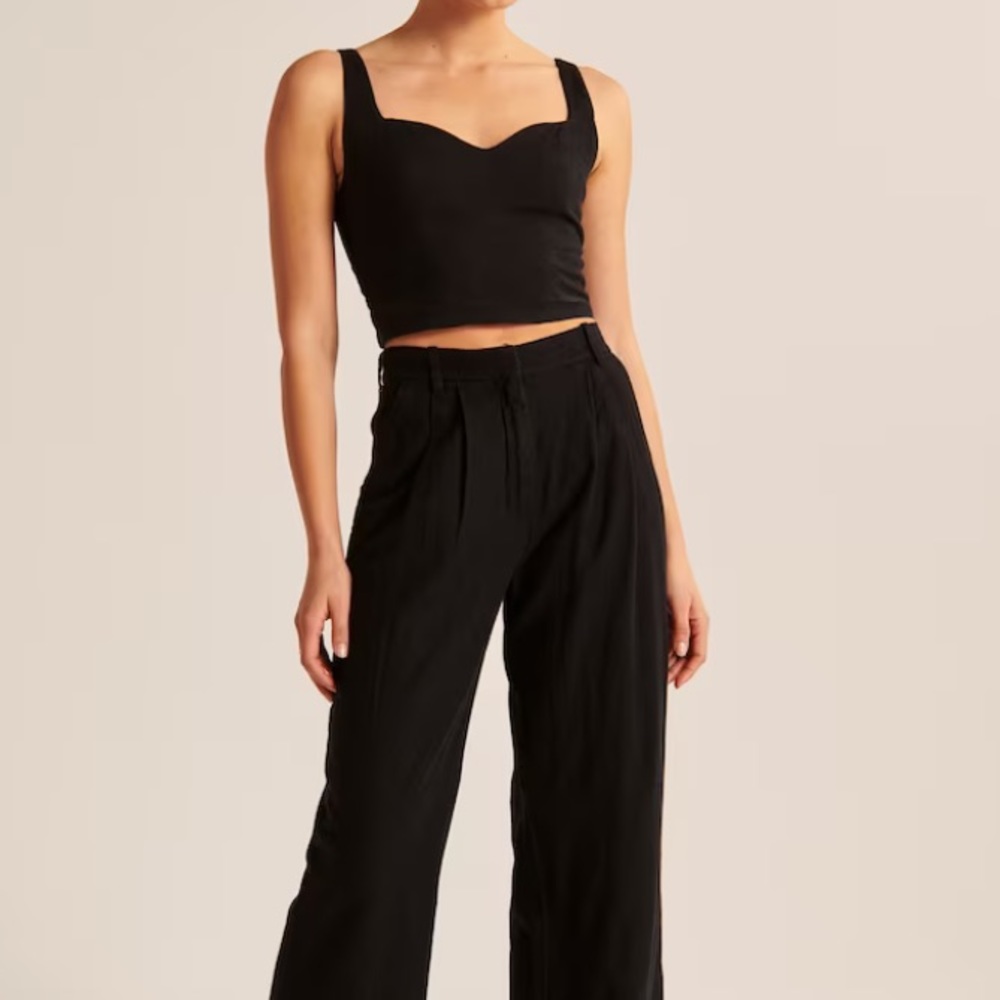 Abercrombie Linen-Blend Tailored Wide Leg Pant